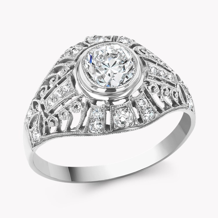 Old European Cut Diamond Ring Old European Cut, Millegrain Set_1