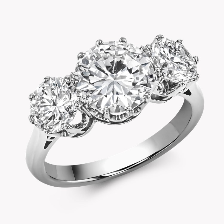 Brilliant Cut 3.73ct Diamond Three Stone Ring Brilliant cut, Claw set_1
