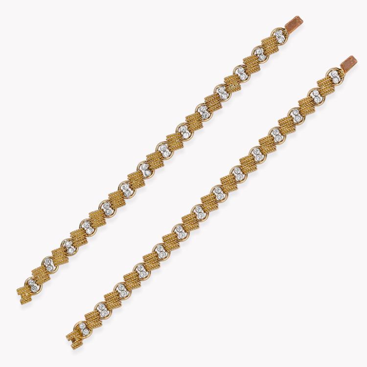 1960s Van Cleef & Arpels Diamond Necklet  in Yellow Gold Brilliant Cut Diamond Necklet, with Gold Links_1