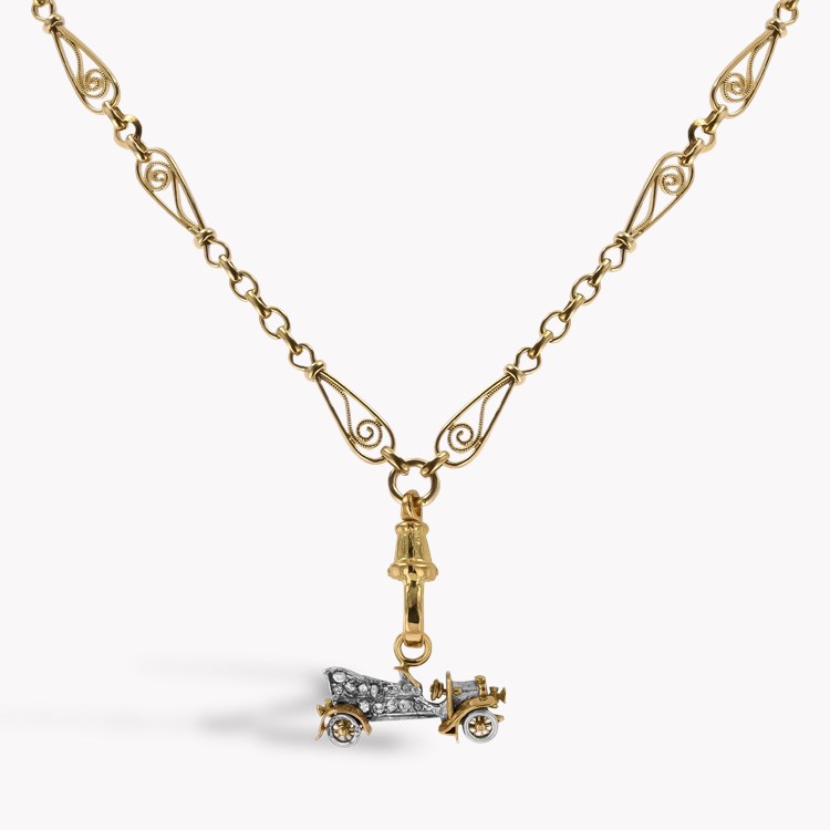 Edwardian Rose Cut Diamond Motor Car Clip Pendant Rose Cut, Claw Set_1