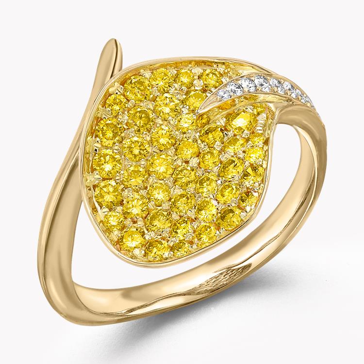 Wildflower Honeysuckle Yellow Diamond Ring 0.74CT in Yellow Gold Brilliant Cut  Pavé Set_2