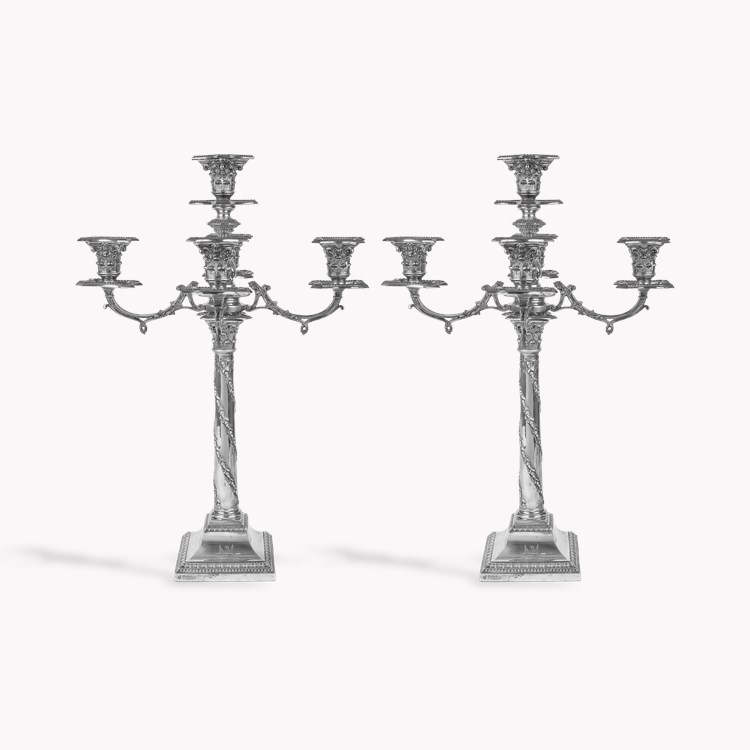 Silver Pair of Five-Light Candelabras Hallmarked Sheffield_1