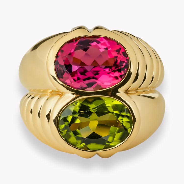 Bvlgari 1990s 5.27ct Tourmaline Bombé Ring Oval Cut, Rubover Set_2