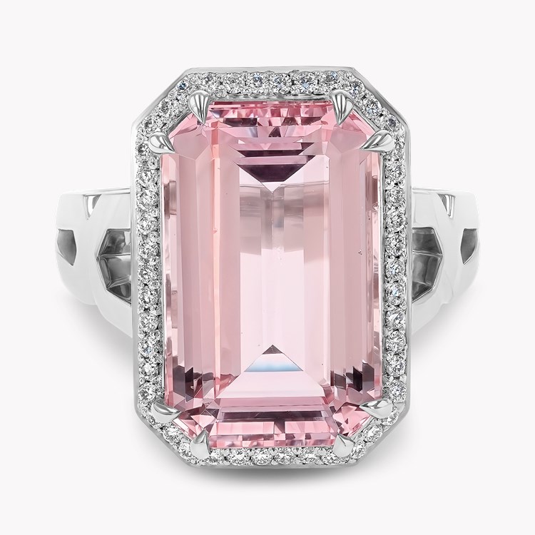 Octagonal Cut 7.14ct Morganite and Diamond Ring Octagonal Cut, Claw Set_2