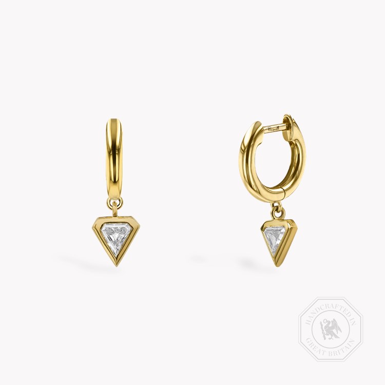Shield Cut 0.345ct Diamond Drop Earrings Shield Cut, Rubover Set_1