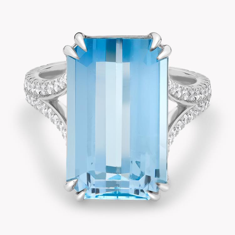 Aquamarine & Diamond Cocktail Ring  9.44ct in Platinum Emerald & Brilliant Cut, Claw Set_2