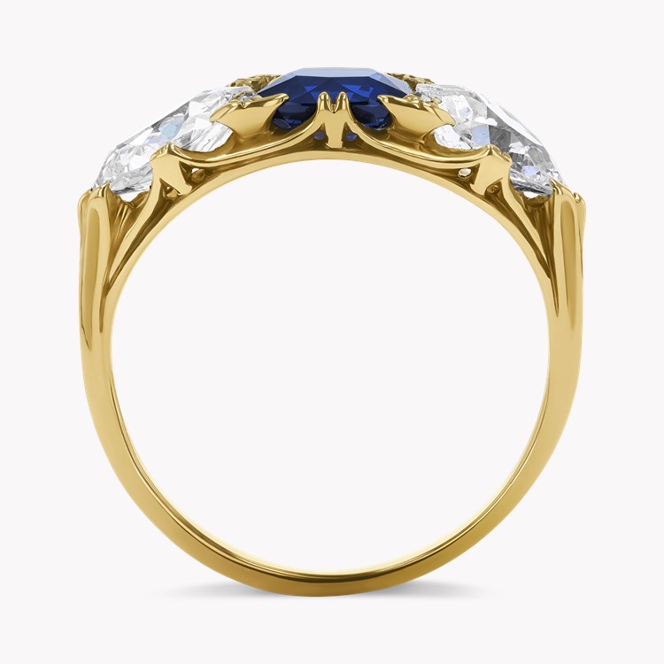 Victorian Cushion Cut Sapphire and Diamond Ring Cushion Cut, Claw Set_3