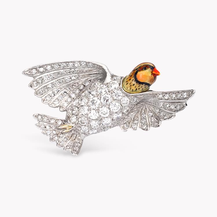 Brilliant Cut Diamond Brooch 2.15CT in Yellow Gold & Platinum Pin Brooch with Enamel_1