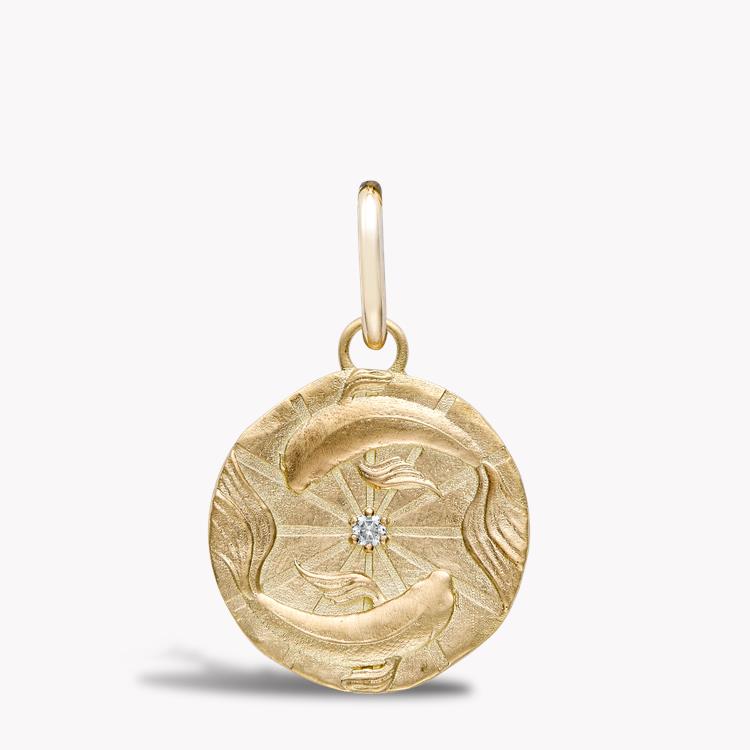 Pisces Pendant Charm  0.08ct in 18ct Yellow Gold Brilliant cut, Claw set_1
