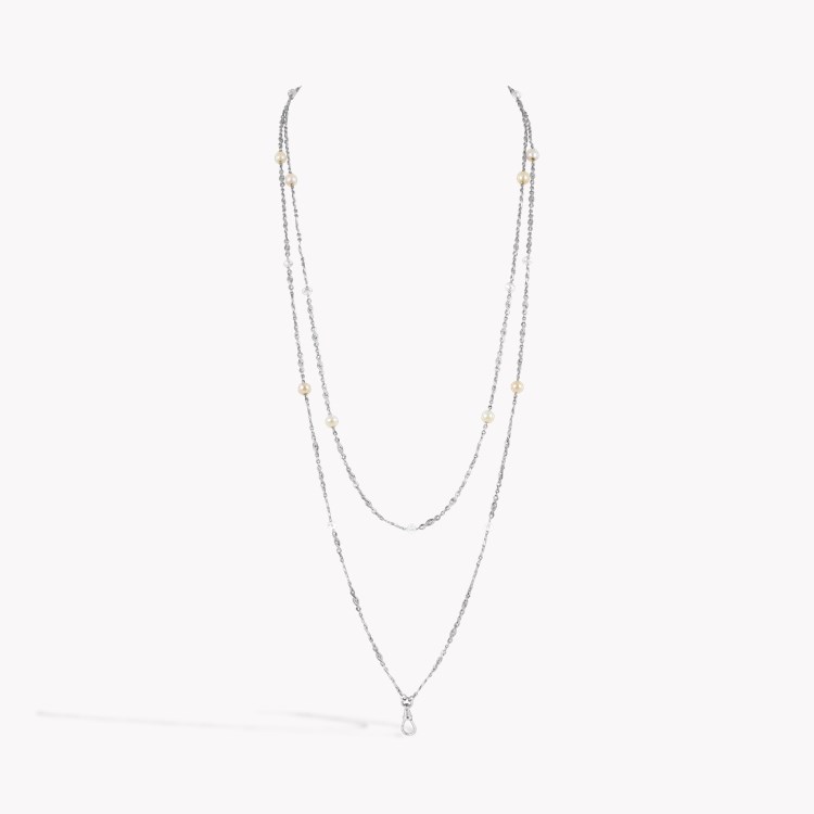 Edwardian Briolette Cut Diamond and Pearl Long Necklace Briolette Cut_1