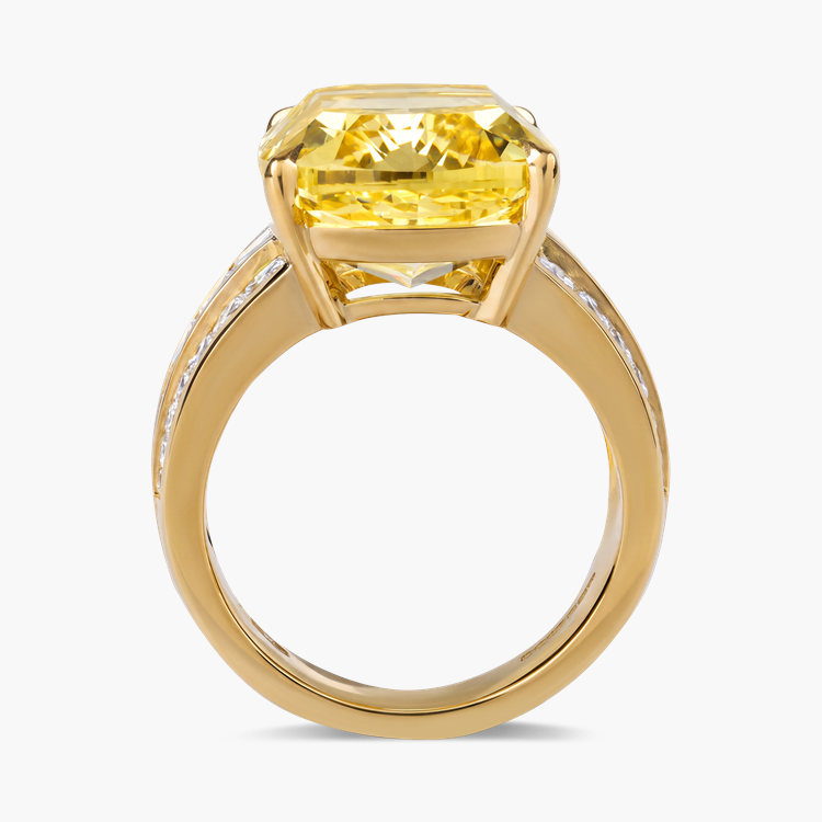 Masterpiece Manhattan 14.15ct South African Fancy Vivid Yellow Diamond Ring Modern Cushion Cut, Claw Set_3