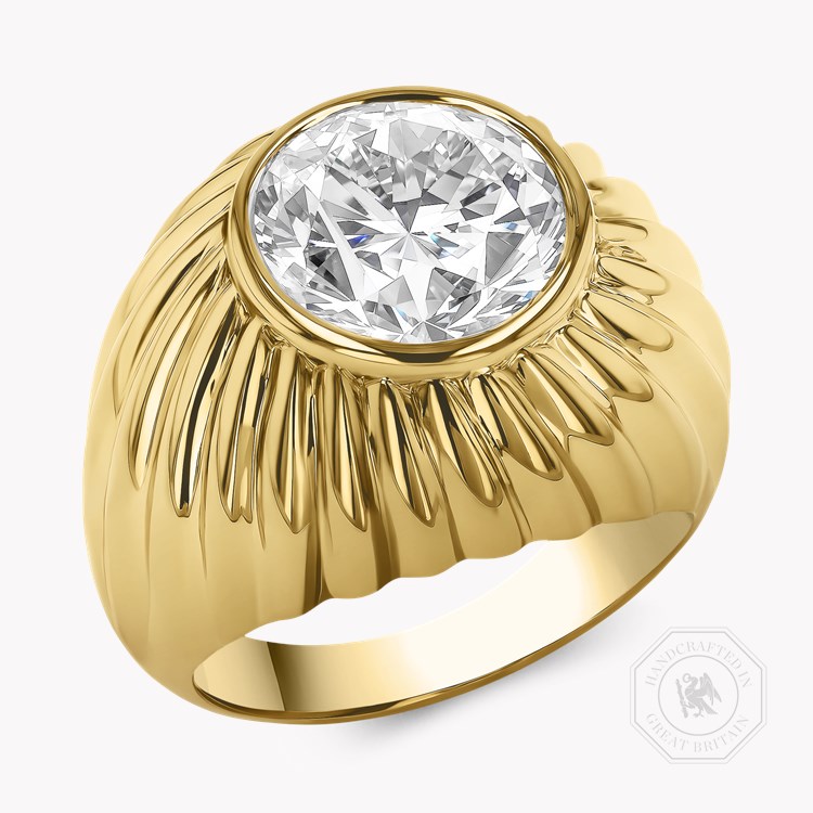 5.03ct Diamond Fluted Bombe Ring Brilliant Cut, Rubover Set_1