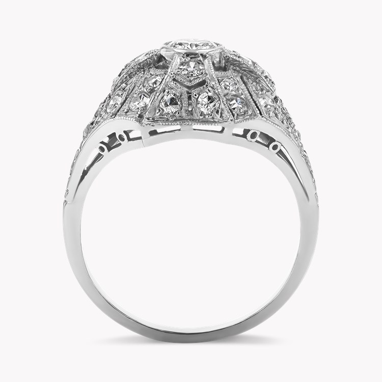 Edwardian Old European Cut Diamond Openwork Ring Old European Cut, Millegrain Set_3