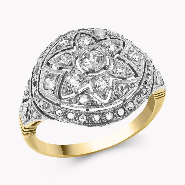 Edwardian Rose & Old Cut 0.55ct Diamond Cluster Ring Old & Rose Cut, Rubover & Claw Set,_1
