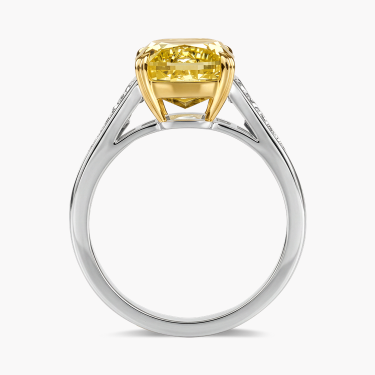 Cushion Cut 4.45ct South African Fancy Light Yellow Diamond Ring Cushion, Baguette & Bullet Cut, Claw Set_3