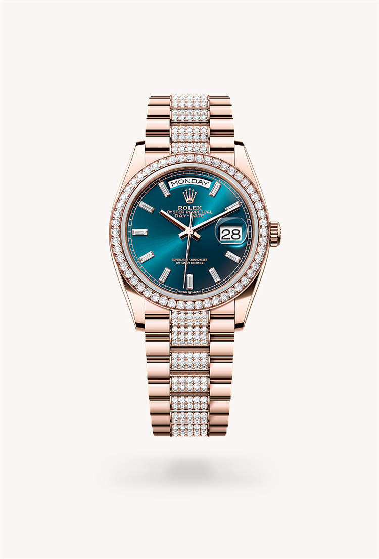 Day-Date 36, Oyster, 36 mm, Everose gold and diamonds
