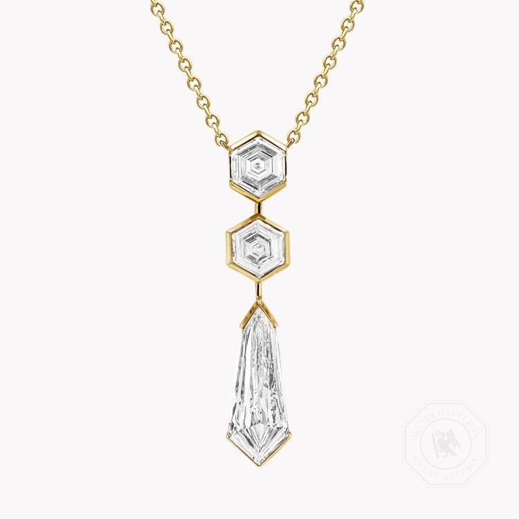 Masterpiece Honeycomb 4.02ct Diamond Drop Pendant Hexagonal Cut, Rubover Set_1