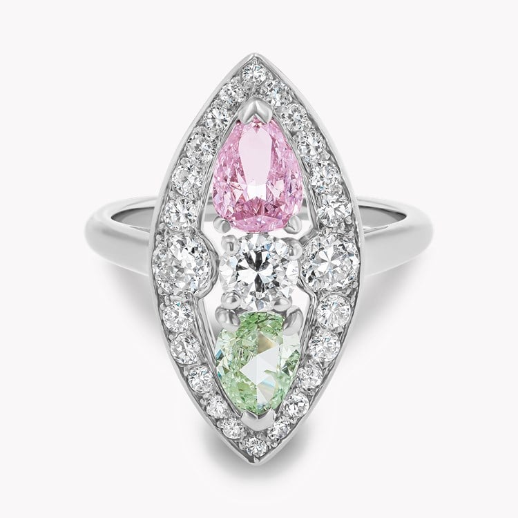 Art Deco Cartier Pear Shaped Fancy Coloured Diamond Ring Pear Shaped, Claw Set_2