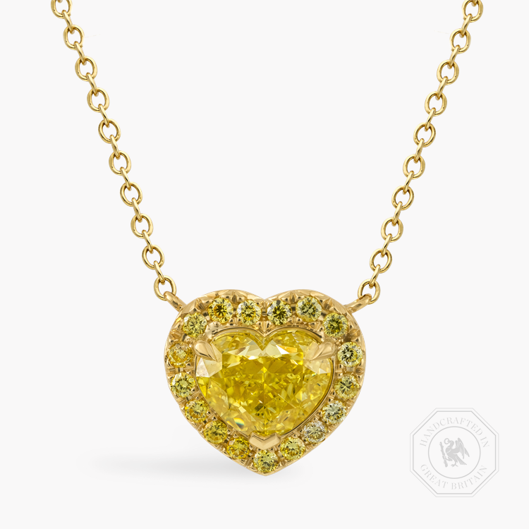 Celestial 2.01ct Natural South African Fancy Vivid Yellow Diamond Pendant Heart Shape, Claw Set_1