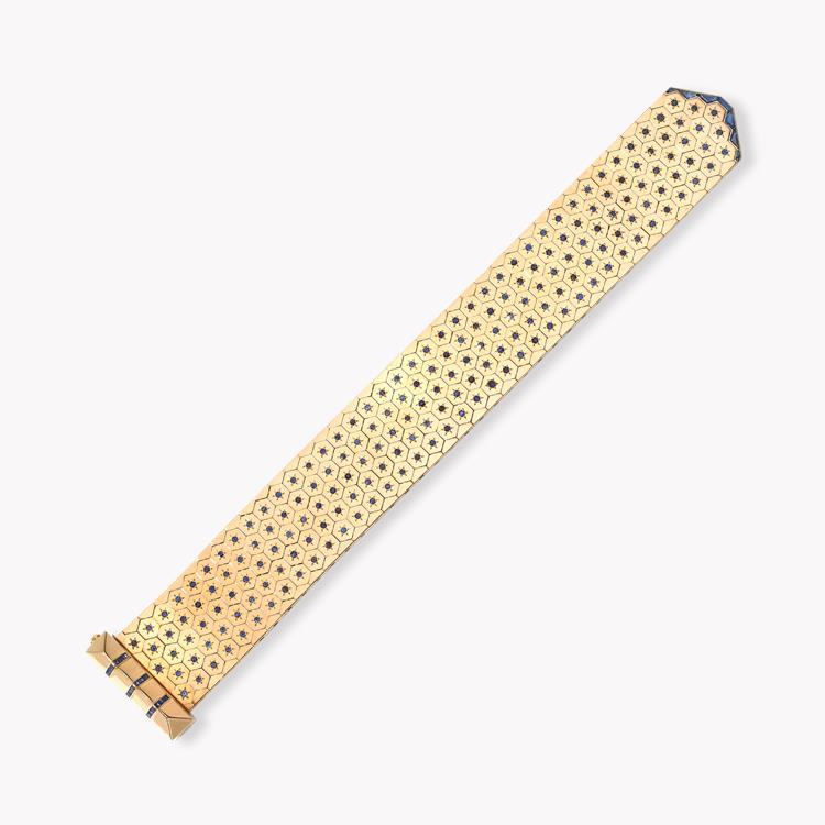 Retro Sapphire Buckle Bracelet Brilliant Cut Sapphire Honeycomb Bracelet_1