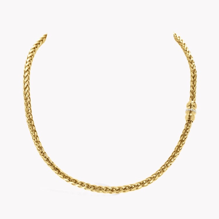 Handmade English Chain 0.28ct Diamond Necklace Brilliant Cut, Grain Set_1