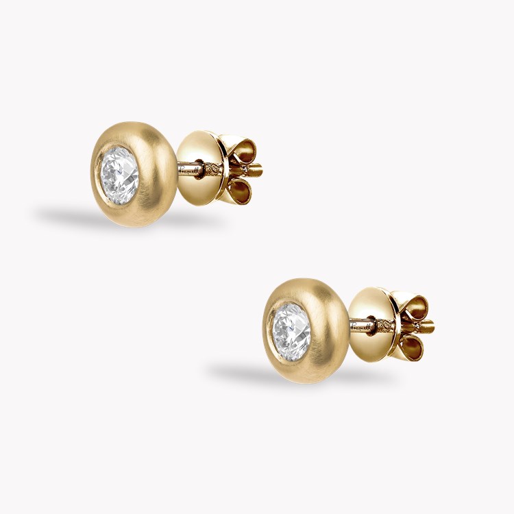 RockChain Two Stone Brushed Diamond Stud Earrings Brilliant Cut, Rubover Set_2