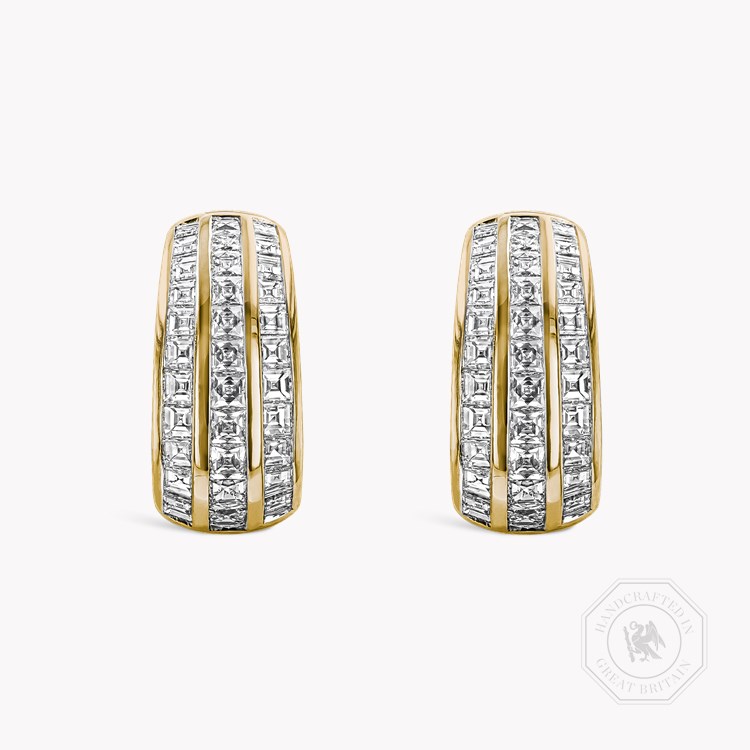 Manhattan 1.31ct Three Row Huggie Earrings   in 18ct Yellow Gold