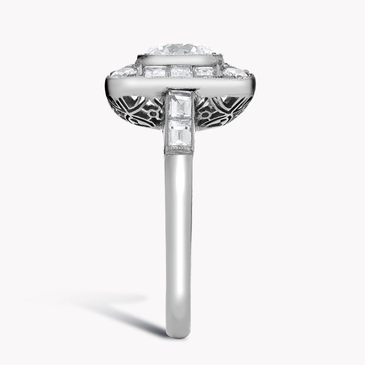 Old Cut 1.26ct Diamond Plaque Ring Old Cut, Millegrain Set_4