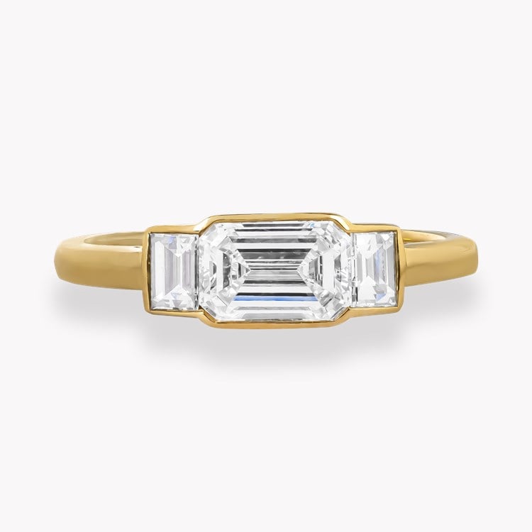 Kingdom 1.14ct Diamond Three Stone Ring Emerald Cut, Rubover Set_2