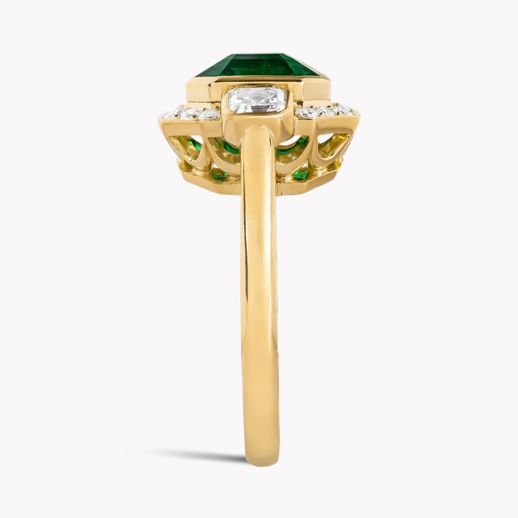 Octagonal Cut 2.37ct Zambian Emerald and Diamond Ring Octagonal Cut, Rubover Set_4