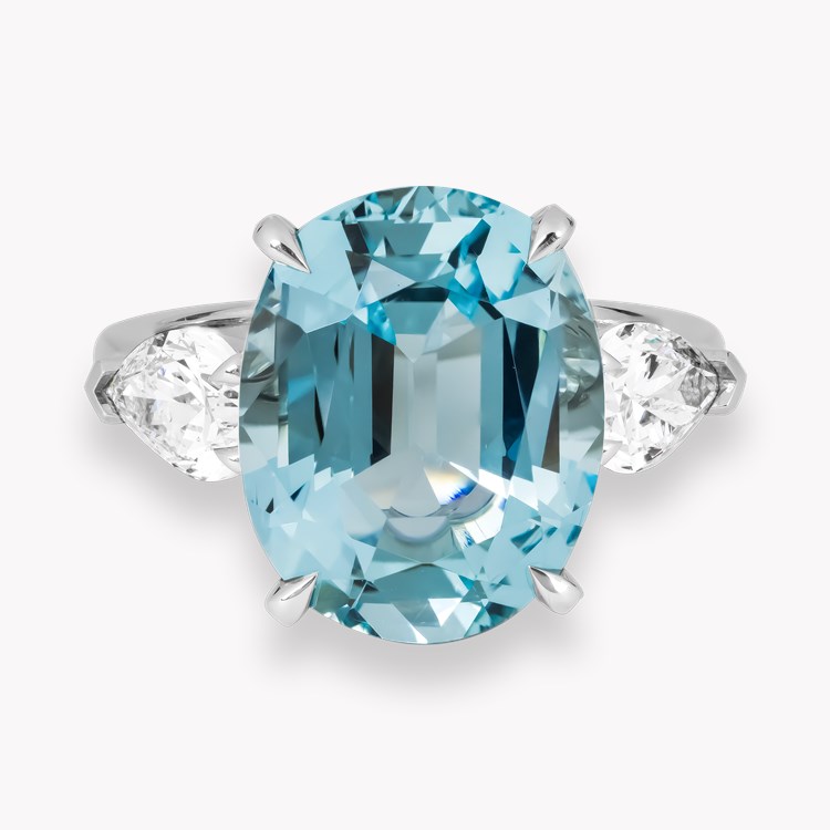Oval Cut 7.42ct Lukusuzi Aquamarine and Diamond Ring Oval Cut, Claw Set_2
