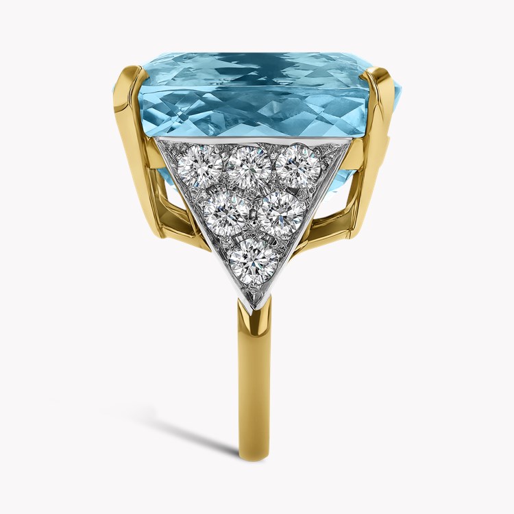 Cushion Cut  33.20ct Aquamarine and Diamond Solitaire Ring Cushion Cut, Claw Set_4