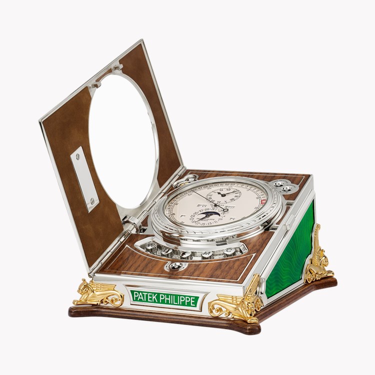 Patek Grand Complications Desk Clock Silvery opaline Dial, Arabic/Roman Numerals_5
