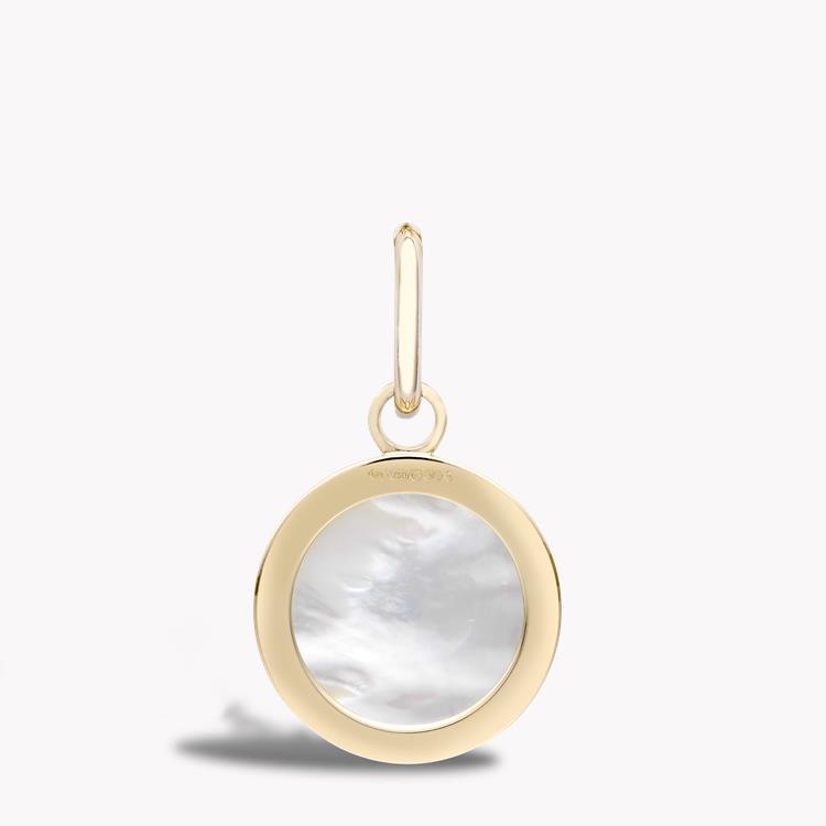 Blue Topaz (November) Mother of Pearl and Diamond Pendant Charm Brilliant Cut Rubover & Claw Set_3