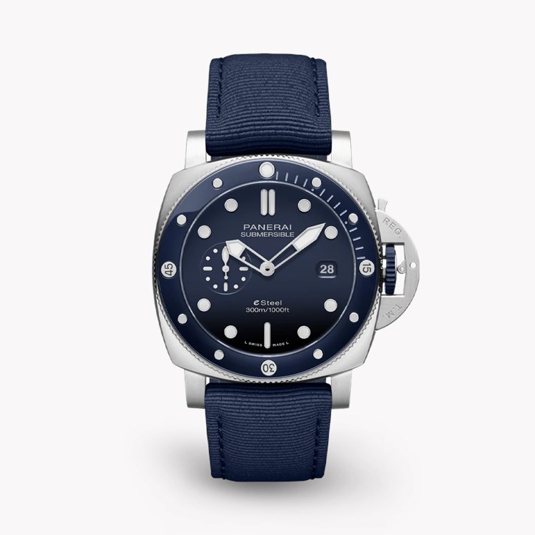 Panerai Submersible QuarantaQuattro ESteel™ Blu Profondo 44mm, Blue Dial, Baton Numerals_1