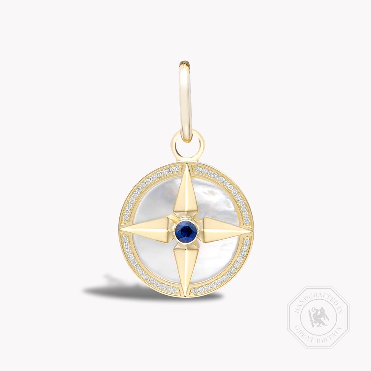Blue Sapphire (September) Pendant Charm Brilliant Cut, Rubover & Claw Set_1