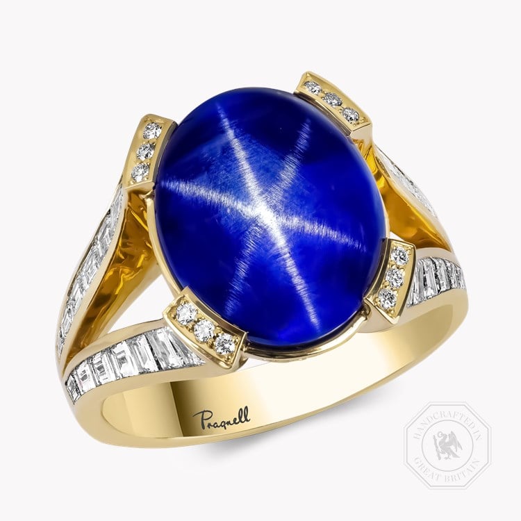 Masterpiece Cabochon Cut 11.60ct Sri Lankan Star Sapphire and Diamond Ring    in 18ct Yellow Gold