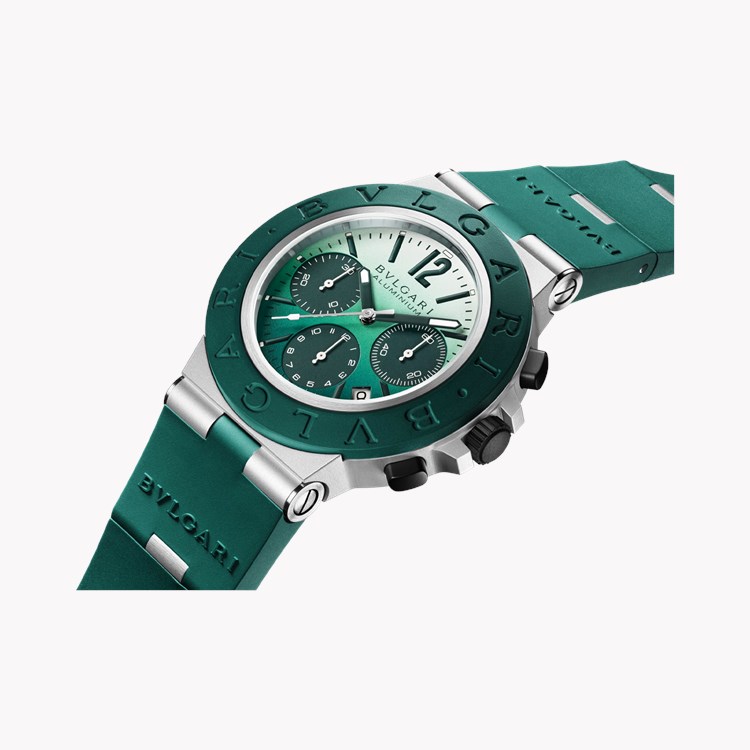 Bvlgari Aluminium 40mm, Green Dial, Arabic/Baton Numerals_2