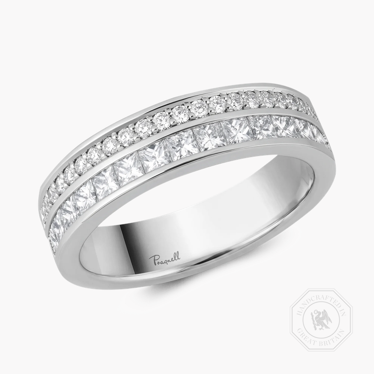 Princess Cut 0.92ct Natural Diamond Half Eternity Ring Princess & Brilliant Cut, Channel Set_1