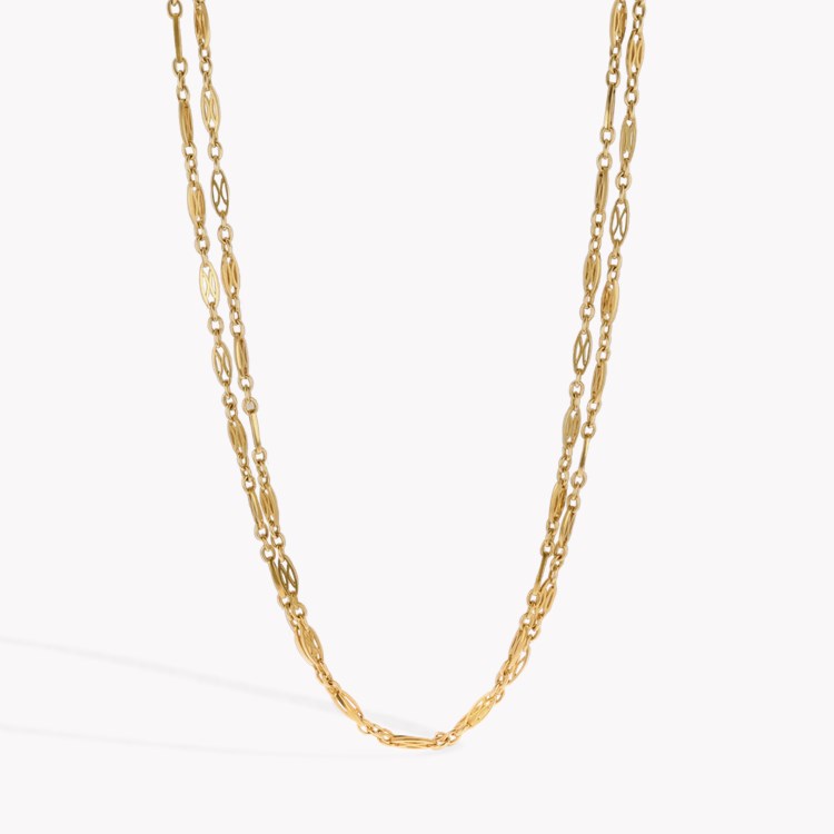 Belle Epoque French Fancy Oval and Cross Link 155cm Necklace _2