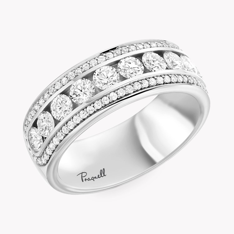 Round Brilliant Cut Diamond Three-Row Ring Brilliant Cut, Half Eternity, Channel Set_1