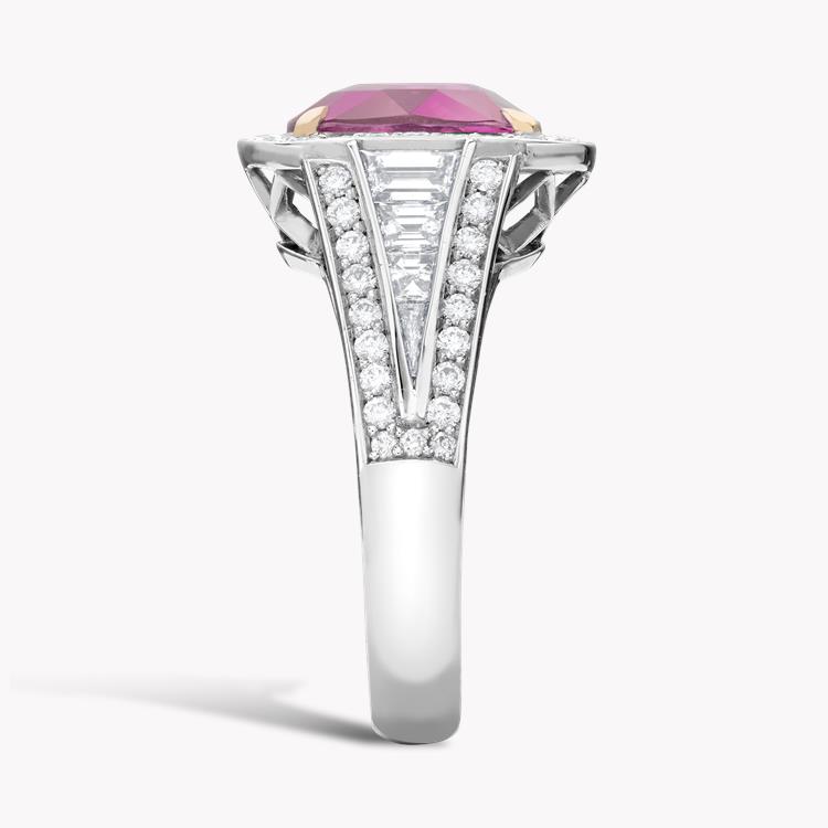 Pink Sapphire and Diamond Cluster Ring  4.51ct in Platinum Cushion & Brilliant Cut, Claw & Channel Set_4