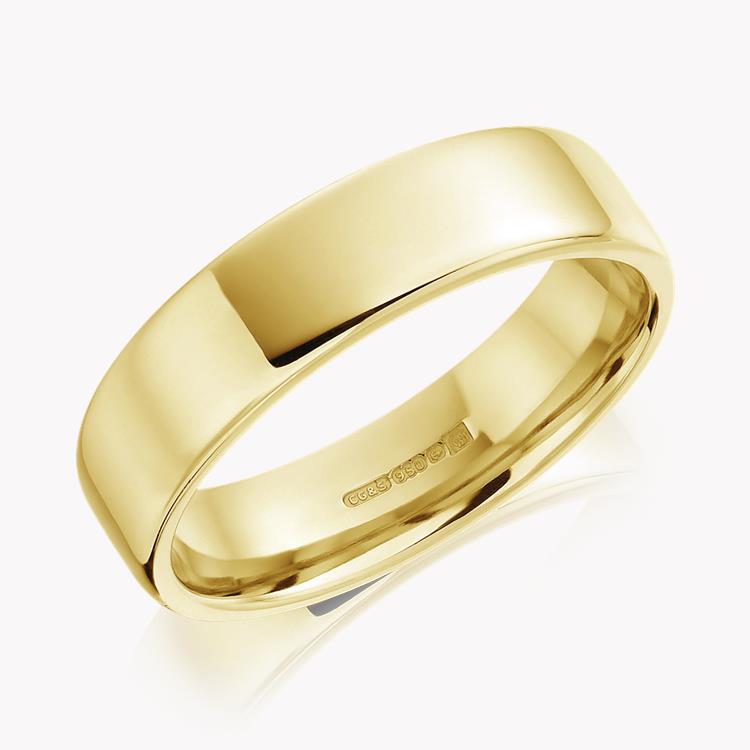 6mm Flat Court Wedding Ring in 18CT Yellow Gold with softened edges _1