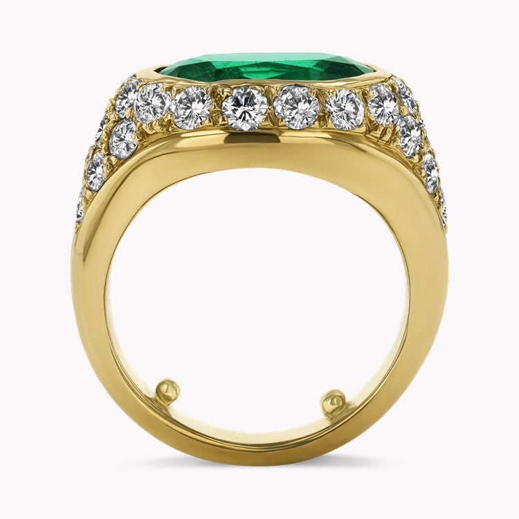 Retro Oval Cut 3.40ct Colombian Emerald and Diamond Dress Ring Oval Cut, Rubover Set_3