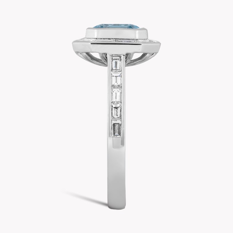 Asscher Cut 1.90ct Aquamarine and Diamond Ring Asscher & Baguette Cut, Rubover Set_4