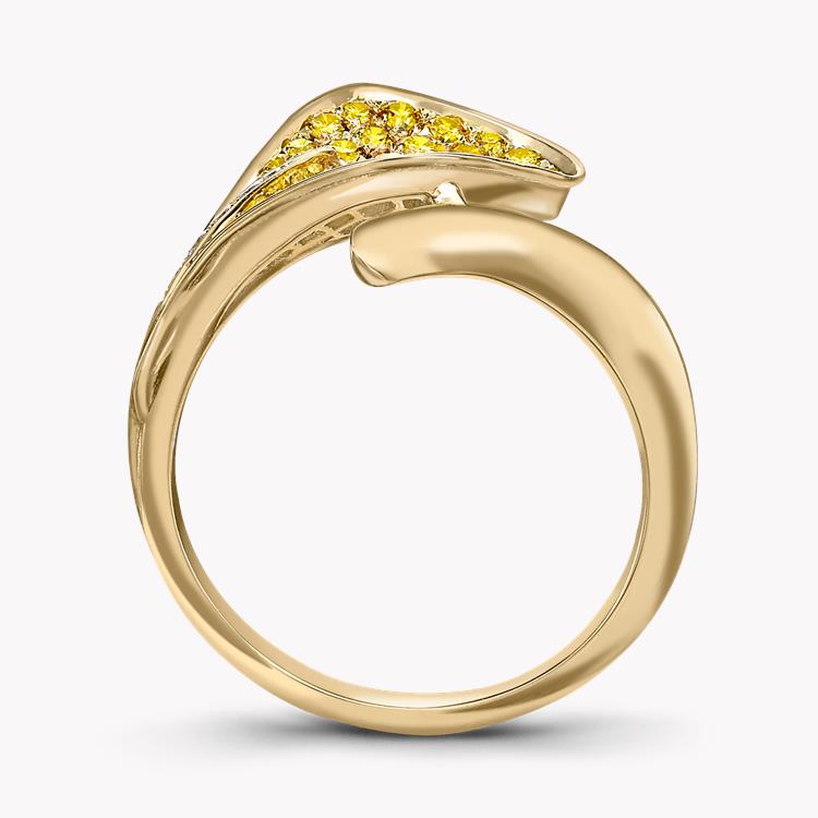 Wildflower Honeysuckle Yellow Diamond Ring 0.74CT in Yellow Gold Brilliant Cut  Pavé Set_3