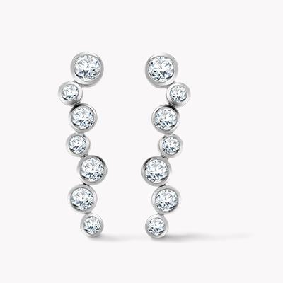 Bubbles Diamond Drop Earrings 1.97CT in White Gold Brilliant Cut, Rubover Set_1