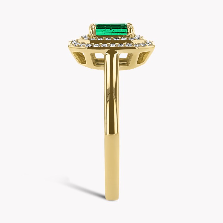 Octagonal Cut 0.62ct Emerald and Diamond Cluster Ring Octagonal Cut, Claw Set_4