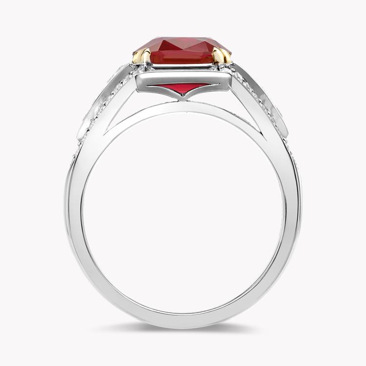 Masterpiece Cushion Cut Burmese Ruby Ring  3.98CT in Platinum & Yellow Gold Unheated with Diamond Surrounds_3