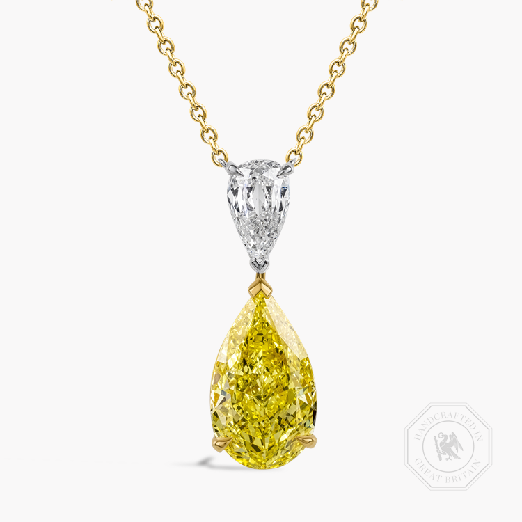 Pear Shaped 4.03ct South African Fancy Intense Yellow Diamond Pendant Pear Shape, Claw Set_1